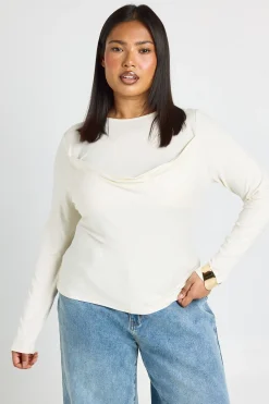 boohoo Haut Grande Taille À Manches Longues Avec Panneau Drapé<Femme Tops