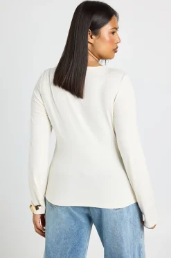 boohoo Haut Grande Taille À Manches Longues Avec Panneau Drapé<Femme Tops