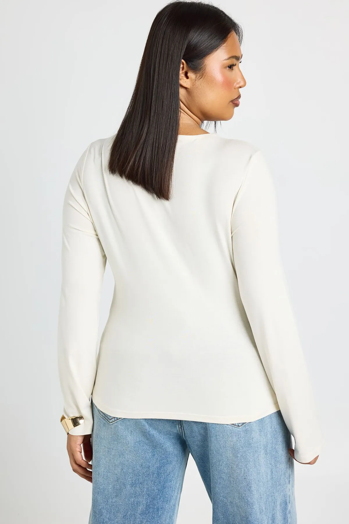 boohoo Haut Grande Taille À Manches Longues Avec Panneau Drapé<Femme Tops