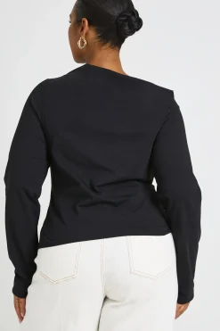 boohoo Haut Grande Taille À Manches Longues Avec Nœud Noué<Femme Tops