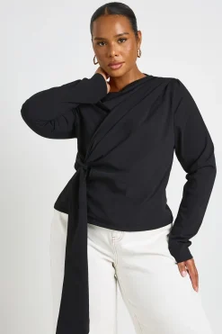 boohoo Haut Grande Taille À Manches Longues Avec Nœud Noué<Femme Tops
