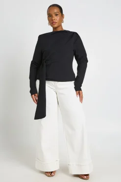 boohoo Haut Grande Taille À Manches Longues Avec Nœud Noué<Femme Tops