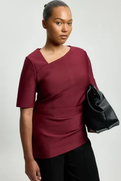KarenMillen Haut Grande Taille À Manches Longues Asymétrique Effet Bandage<Femme Tops