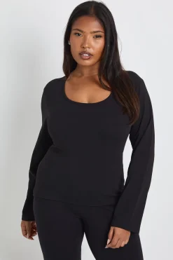 Haut Grande Taille À Manches Longues Et Encolure Carrée Basic