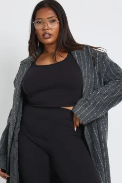 Haut Grande Taille À Manches Longues Et Encolure Carrée Basic