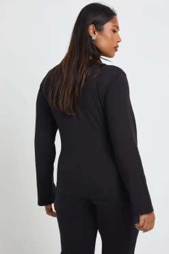 Haut Grande Taille À Manches Longues Et Encolure Carrée Basic