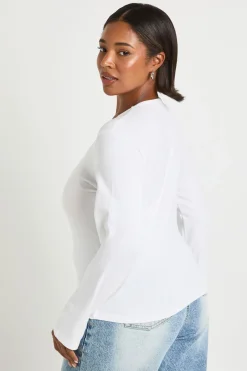 Haut Grande Taille À Manches Longues Et Encolure Carrée Plus Basic