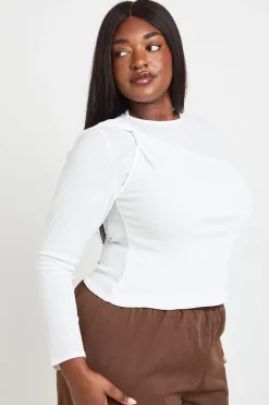 boohoo Haut Grande Taille À Manches Longues Double Épaisseur Avec Détail Torsadé<Femme Tops