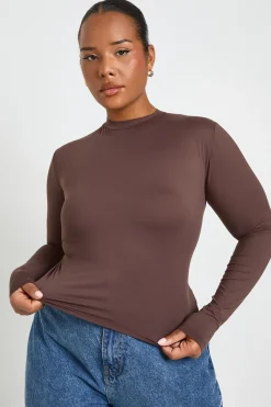 boohoo Haut Grande Taille À Manches Longues Effet Seconde Peau<Femme Tops