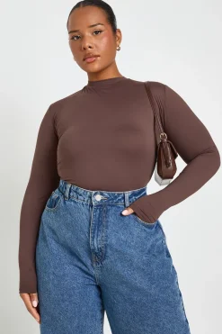 boohoo Haut Grande Taille À Manches Longues Effet Seconde Peau<Femme Tops