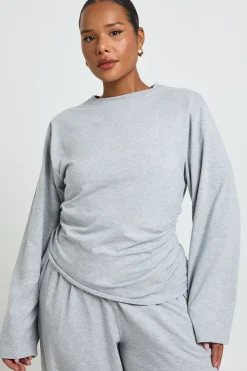 boohoo Haut Grande Taille À Manches Longues Avec Épaulettes Et Fronces Latérales<Femme Tops