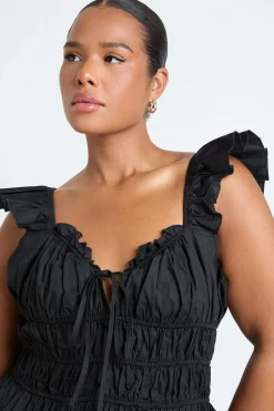 boohoo Haut Grande Taille À Manches À Volants Froncé Avec Nœud<Femme Tops