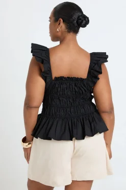 boohoo Haut Grande Taille À Manches À Volants Froncé Avec Nœud<Femme Tops
