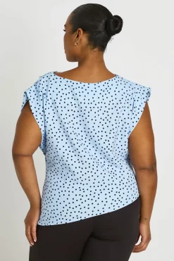 Haut Grande Taille À Épaules Froncées Et Finition Asymétrique
