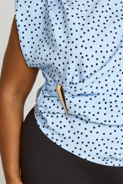Haut Grande Taille À Épaules Froncées Et Finition Asymétrique