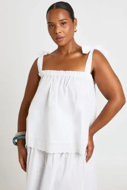 boohoo Haut Grande Taille À Épaules Nouées Et Ourlet En Dentelle<Femme Satin Et Dentelle|Tops