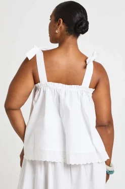 boohoo Haut Grande Taille À Épaules Nouées Et Ourlet En Dentelle<Femme Satin Et Dentelle|Tops