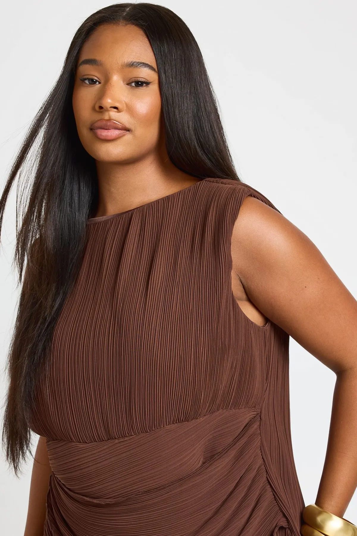 boohoo Haut Grande Taille Plissé Encolure Slash Taille Cache-cœur<Femme Tops