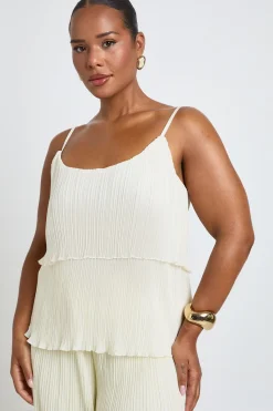 boohoo Haut Grande Taille Plissé À Volants Et Bretelles Fines<Femme Tops