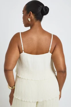 boohoo Haut Grande Taille Plissé À Volants Et Bretelles Fines<Femme Tops