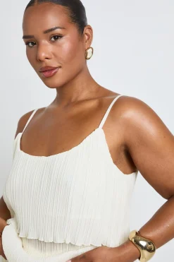 boohoo Haut Grande Taille Plissé À Volants Et Bretelles Fines<Femme Tops