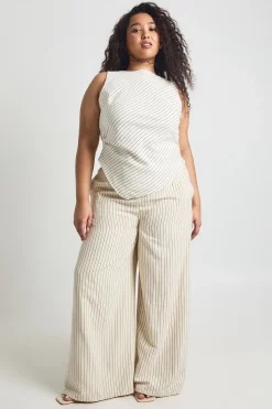 boohoo Haut Grande Taille À Rayures Col Nageur Et Ourlet Asymétrique<Femme Tops