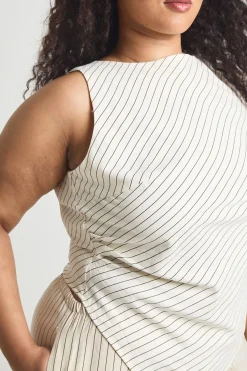 boohoo Haut Grande Taille À Rayures Col Nageur Et Ourlet Asymétrique<Femme Tops