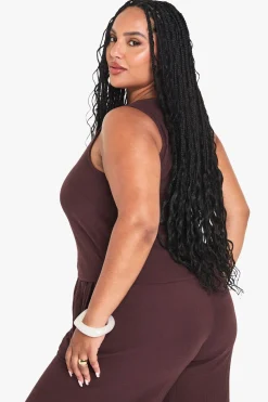 boohoo Haut Grande Taille Sans Manches En Gaze De Coton Avec Liens À Nouer Devant<Femme Tailleurs|Looks Chocolat
