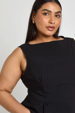 boohoo Haut Grande Taille Sans Manches En Bengaline Avec Taille Cintrée<Femme Tops