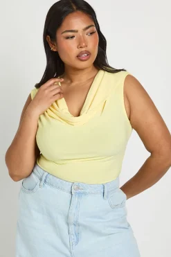 Haut Grande Taille Sans Manches À Col Bénitier