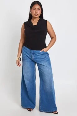 boohoo Haut Grande Taille Sans Manches À Col Bénitier<Femme Tops