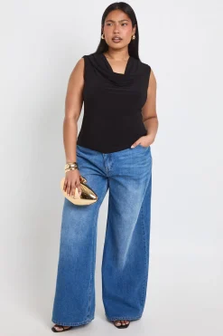boohoo Haut Grande Taille Sans Manches À Col Bénitier<Femme Tops