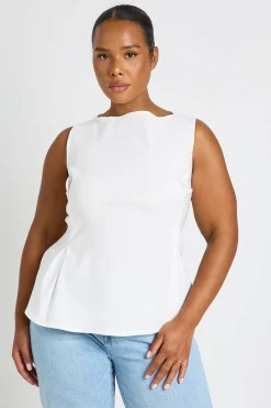 boohoo Haut Grande Taille Sans Manches En Bengaline Avec Taille Cintrée<Femme Tops