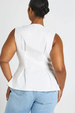 boohoo Haut Grande Taille Sans Manches En Bengaline Avec Taille Cintrée<Femme Tops