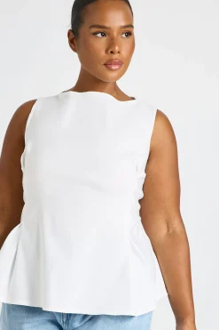 boohoo Haut Grande Taille Sans Manches En Bengaline Avec Taille Cintrée<Femme Tops