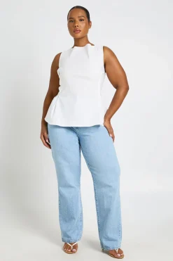 boohoo Haut Grande Taille Sans Manches En Bengaline Avec Taille Cintrée<Femme Tops