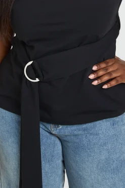 boohoo Haut Grande Taille Sans Manches À Col Montant Avec Détail De Bordure Croisée<Femme Tops