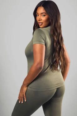 Haut Grande Taille Sculptant Sans Coutures À Manches Courtes