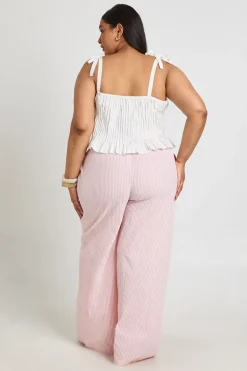 boohoo Haut Grande Taille Style Laitière Plissé À Bretelles Nouées<Femme Tops