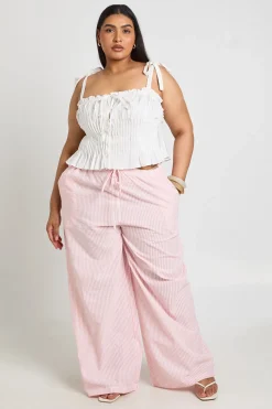 boohoo Haut Grande Taille Style Laitière Plissé À Bretelles Nouées<Femme Tops
