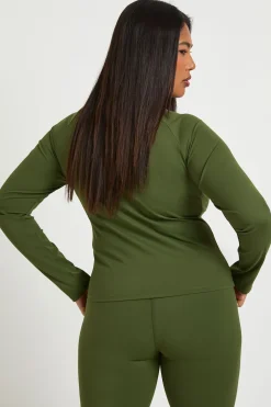 Haut Grande Taille Super Doux à Manches Longues avec Détails de Coutures
