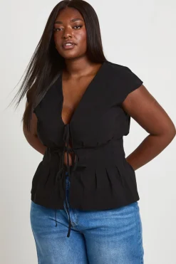 boohoo Haut Grande Taille Super Stretch Avec Détail Noué<Femme Tops