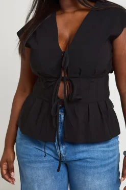 boohoo Haut Grande Taille Super Stretch Avec Détail Noué<Femme Tops