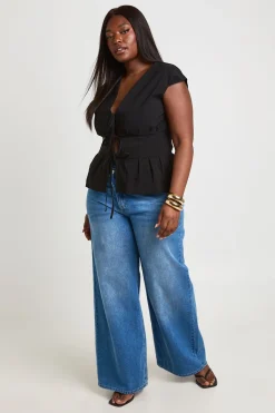 boohoo Haut Grande Taille Super Stretch Avec Détail Noué<Femme Tops