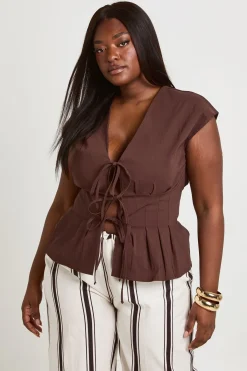 boohoo Haut Grande Taille Super Stretch Avec Détail Nœud<Femme Tops
