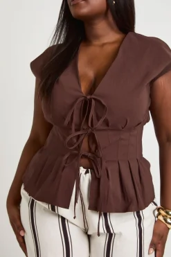 boohoo Haut Grande Taille Super Stretch Avec Détail Nœud<Femme Tops