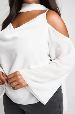Haut Grande Taille Transparent À Col Bénitier Avec Détail Foulard