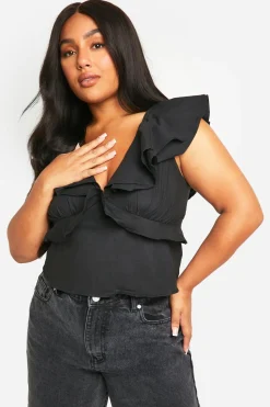 Haut grande taille à volants avec dos noué