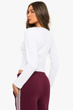 Haut Henley en coton à boutons sur le devant et manches longues