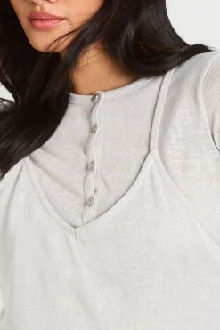 Haut Henley Transparent À Double Épaisseur